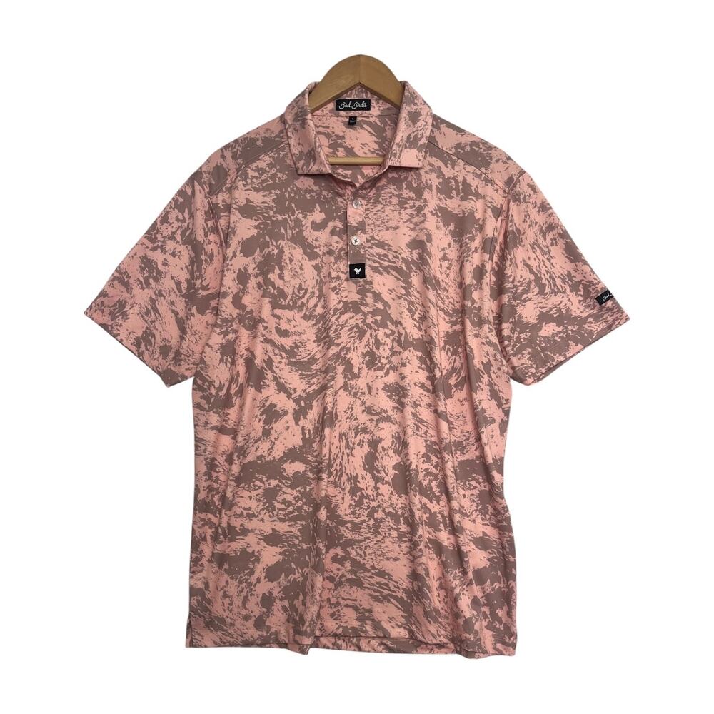 Bad Birdie Golf Polo Shirt Mens Large Pink Abstract Performance Athletic Preppy
